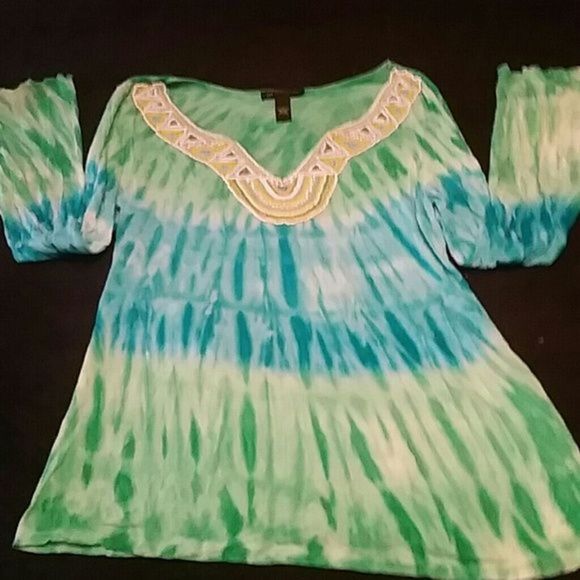 INC International Concepts Tops - Last chance donating Inc beaded tye dye top nwot